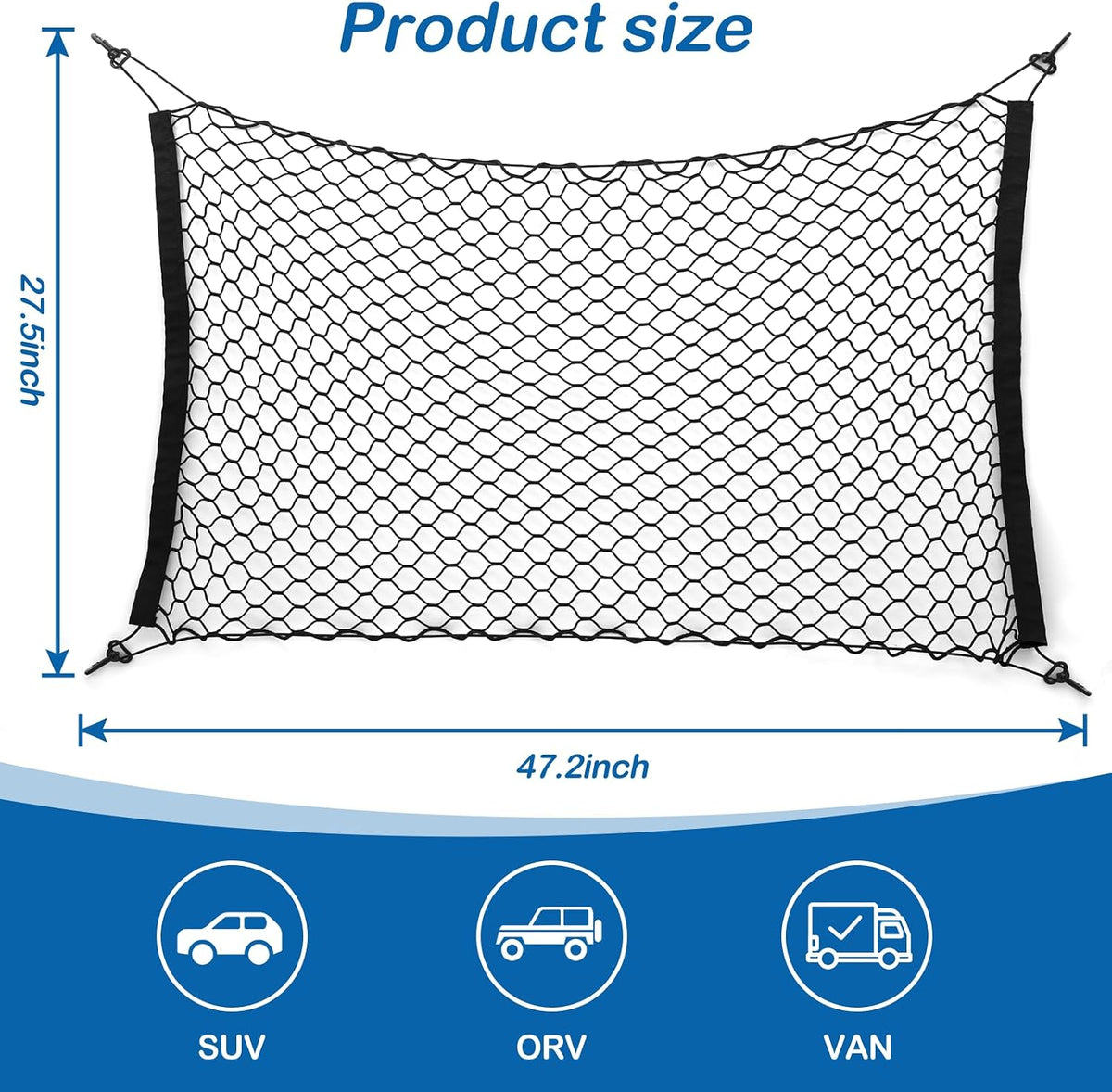 Dog Car Barrier Net Pet Car Divider Back Seat Barrier Net for Trucks, SUV, Full Sized Sedans Pet Restraint Car Backseat Divider Vehicle Gate Cargo Area Travel Trunk Mesh Net Screen Barricade
