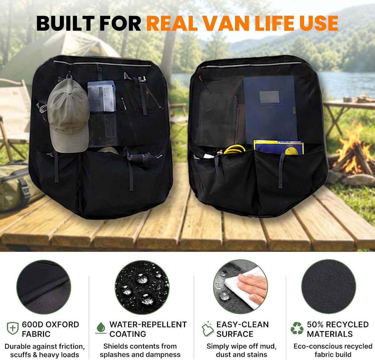 MELIPRON Rear Door MIDDLE Storage Panels Fit for Mercedes Sprinter | VS30 High/Mid Roof 2019-2026, Pair of Modular Bags, Extra Storage Capacity, Space-Saving Design, Ideal for Van Organization