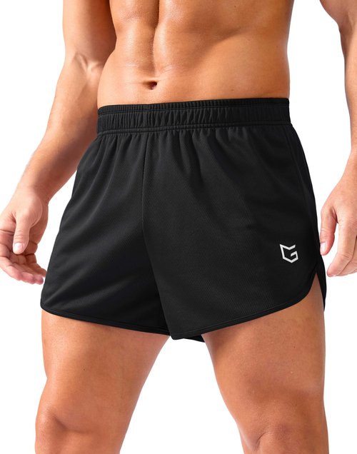G Gradual Running Shorts for Men 3.5 inch Lightweight Breathable Gym Shorts with Brief Liner Athletic Training Workout Sport, Black, Medium