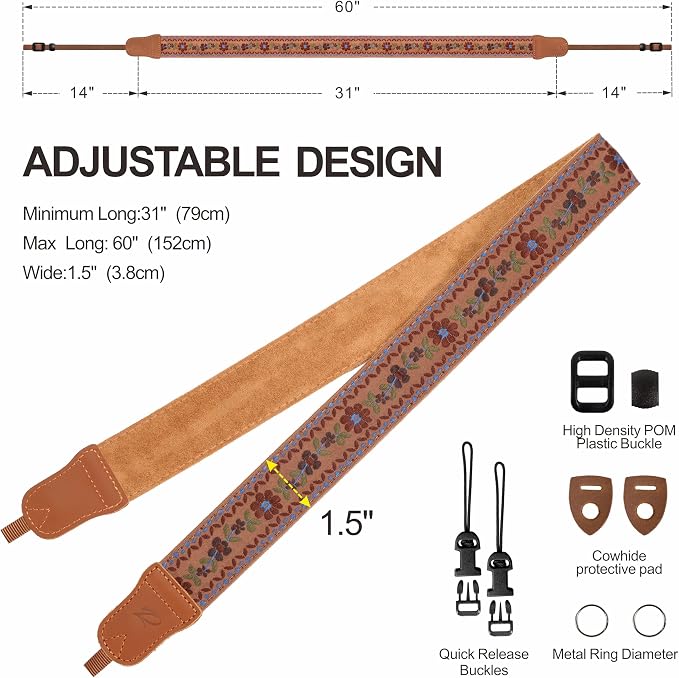 Padwa Lifestyle Embroidered Floral Camera Strap