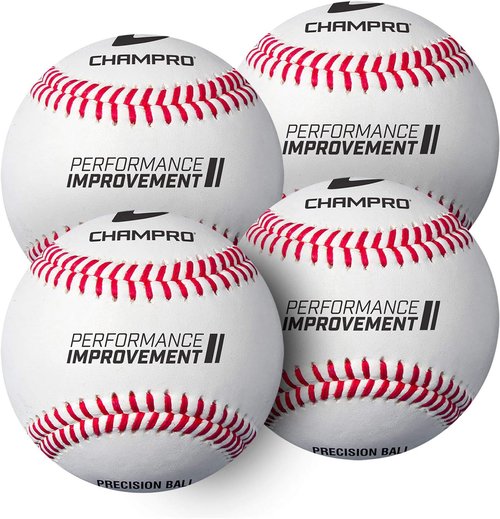 Champro Training Baseballs - Set of 4 | Durable 7.5-Inch White Practice Balls