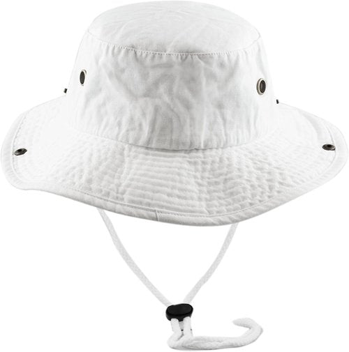 Hat Depot Cotton Safari Hat - Stone-Washed, Foldable, Double-Sided Wide Brim | Perfect for Sun Protection