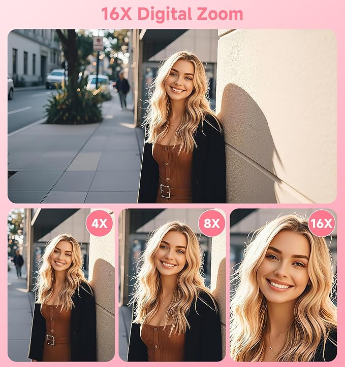 Digital Camera, 2026 Upgraded 56MP Pink Digital Camera, Dual Screens Cameras