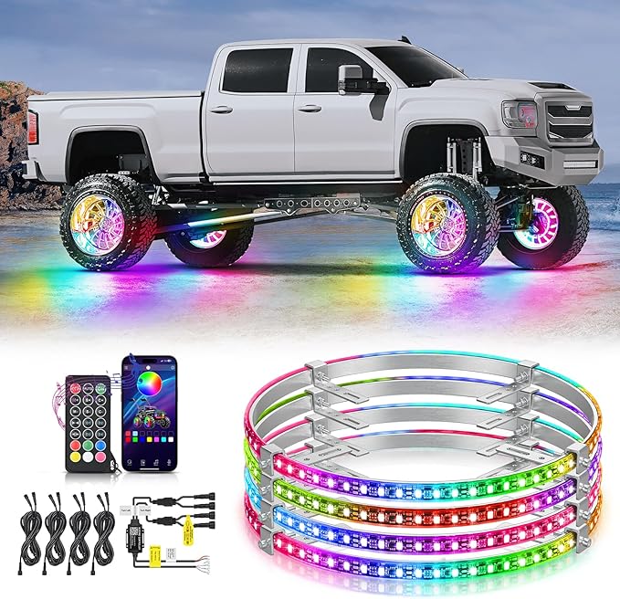 Nilight 4PCS 15.5inch Wheel Ring Lights Deram Color