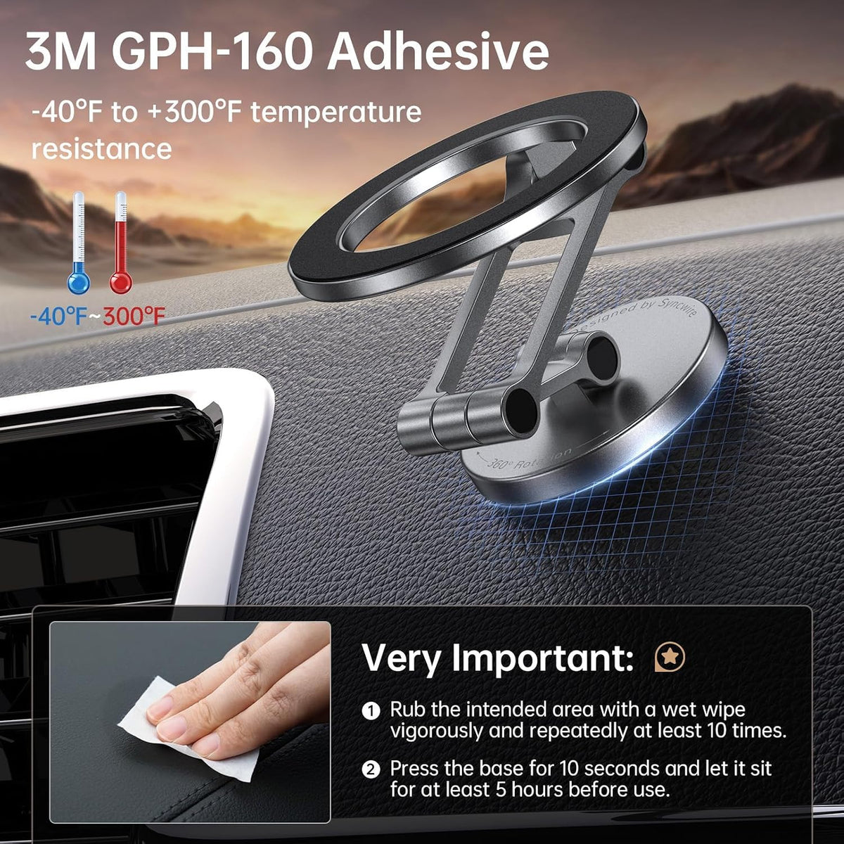 Syncwire Fits MagSafe Car Mount Magnetic Phone Holder for Dash and Tesla