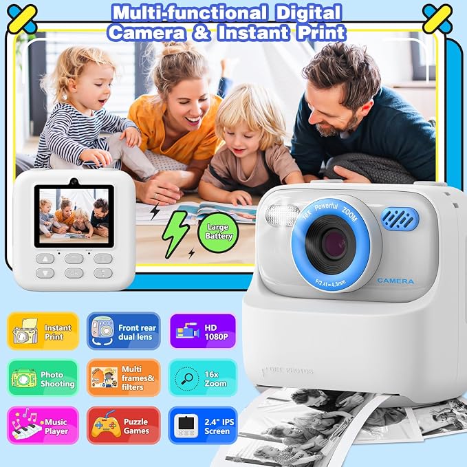 masterbee Kid Camera Instant Print Photo, Birthday Gifts