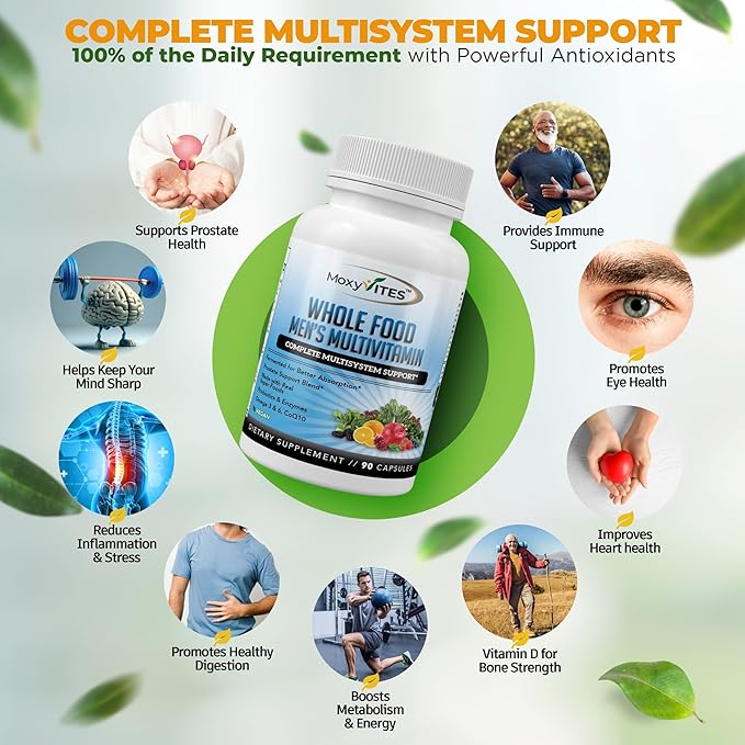 Methylated Mens Multivitamins - Daily Mens Vitamins with 44 Organic Whole Food - Multivitamin for Men with Iron & Fermented Nutrients - Vegan Daily Vitamin for Men with B-Complex, Probiotics, Omegas