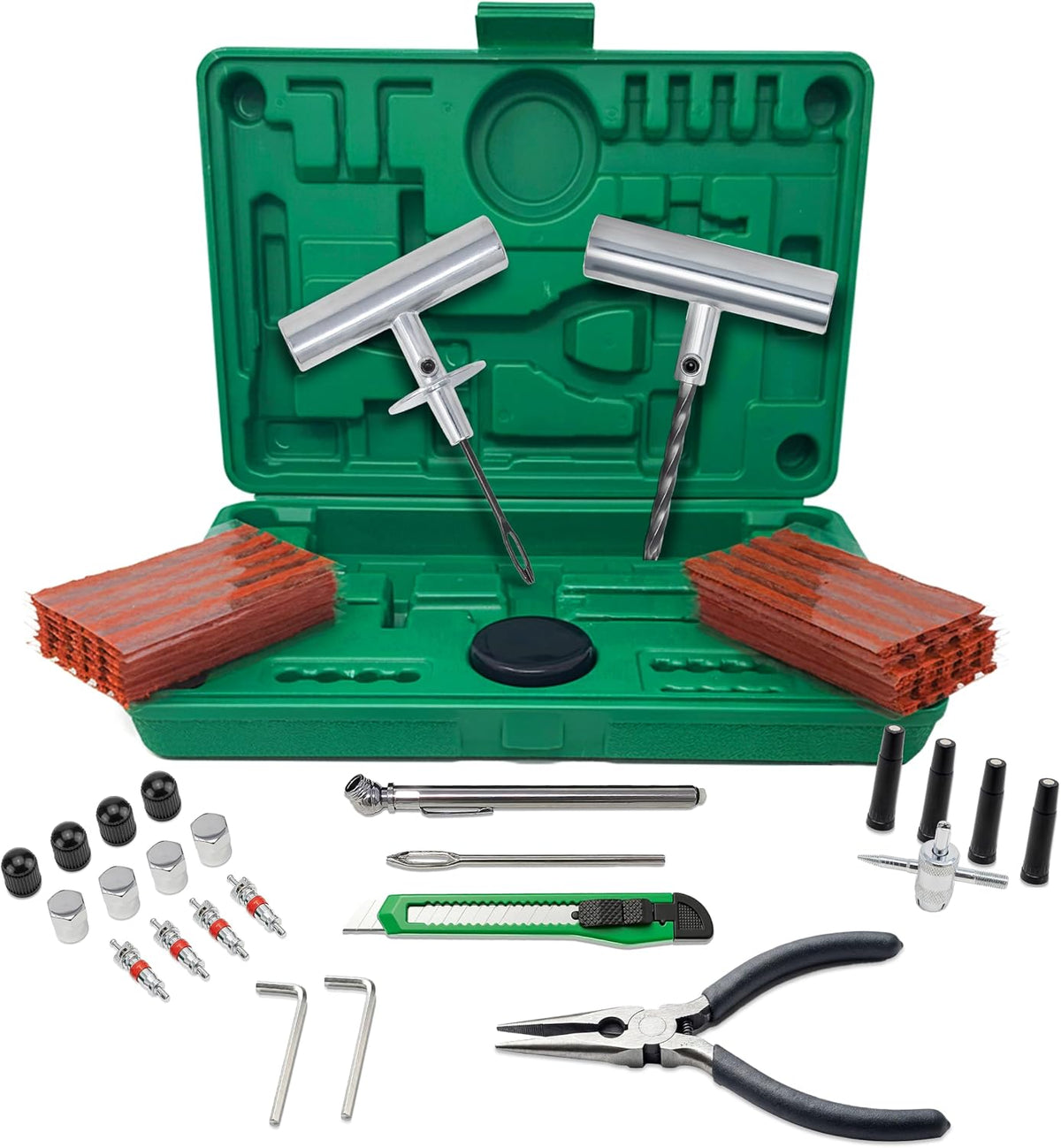 Tire Plug Kit 86 Piece - Universal Heavy Duty Flat Tire Repair Tool Kit - Fix for Car, Truck, Motorcycle, ATV, RV, Jeep & More - All in One Puncture Repair Kit