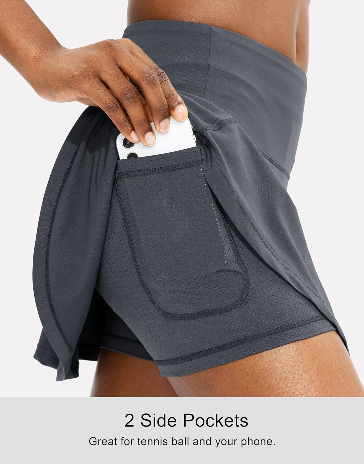 SANTINY Women's High Waisted Pleated Tennis Skirt - 4 Pockets for Athletic Golf & Casual Wear
