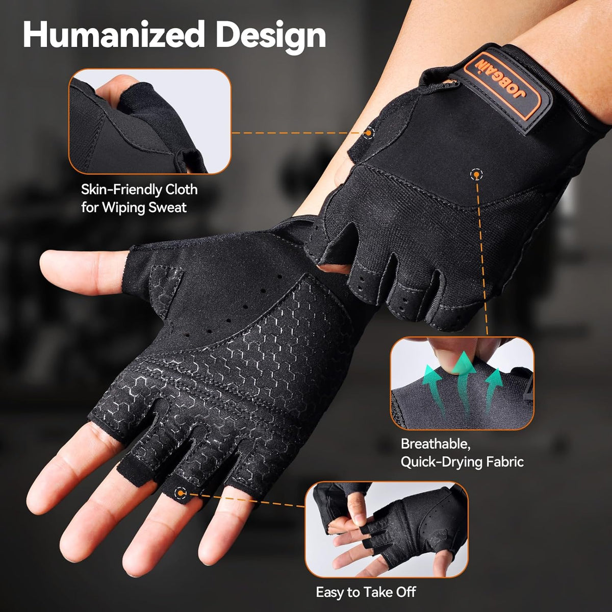 Skiennix Workout Gloves - Breathable Weight Lifting Gloves with Grip & Shock Absorption | Full Palm Protection for Gym & Fitness