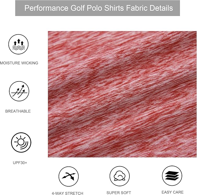 Alex Vando Mens Golf Shirt Moisture Wicking Quick-Dry Short Sleeve Casual Polo Shirts for Men
