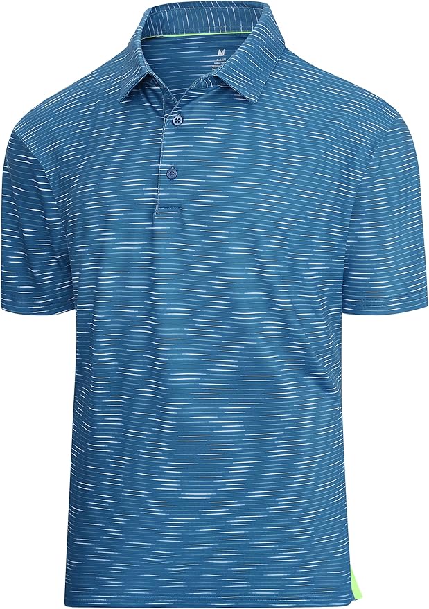 Esabel.C Jacquard Golf Shirts for Men Moisture Wicking Short Sleeve Performance Dry Fit Active Mens Polo Shirts