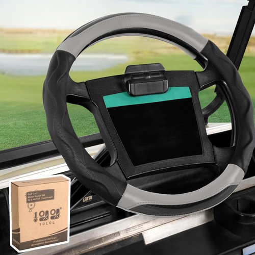 10L0L Golf Cart Steering Wheel Cover for Yamaha G29 & Club Car DS Precedent - 14" Premium Leather Anti-Slip Grip | UV-Resistant & Easy Installation