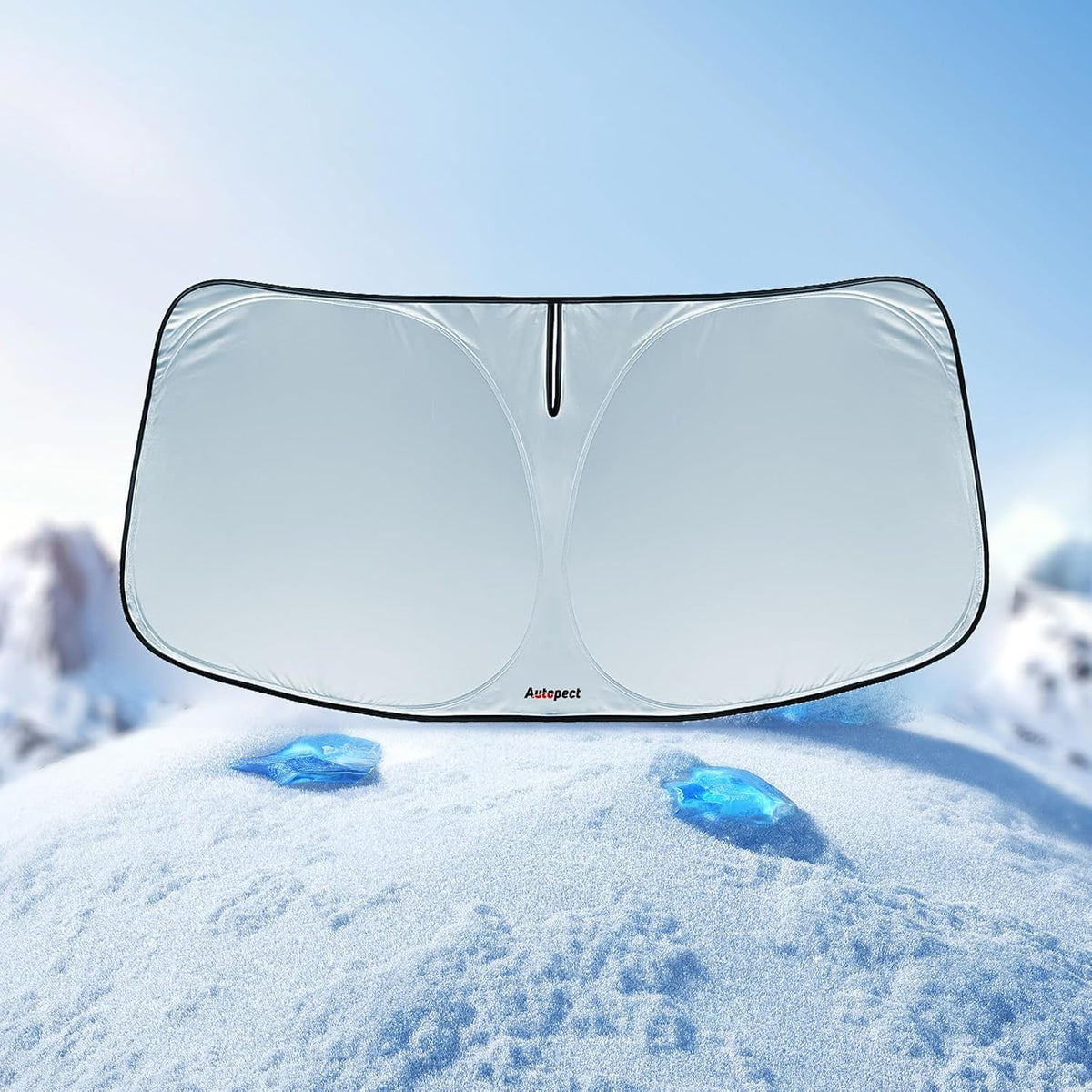 Windshield Sun Shade for Toyota RAV4 2019 2020 2021 2022 2023 2024 2025 – Custom Fit Sun Shield with Mirror Cut‑Out, Blocks Heat & UV, Foldable with Storage Pouch - Toyota RAV4 Windshield Sunshade