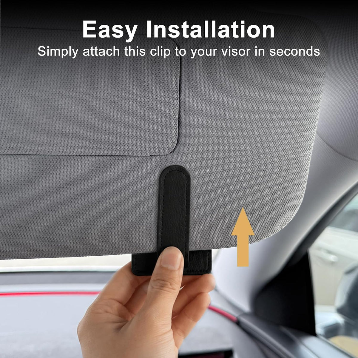 Sunglass Holder for Car Photo Holder 2 in 1 Leather Magnetic Sunglasses Holder for Tesla/Truck/Suv/RV/Car Visor Photo Holder & Sunglasses Clip Family Pet Photos 2026 Car Accessories Gift for Women Men