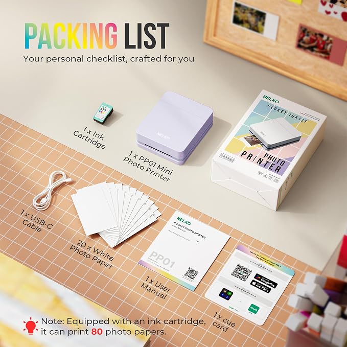Nelko Photo Printer, 2x3 Portable Wireless Smartphone Printer, PP01 Mini Color