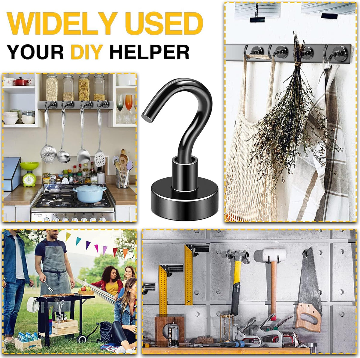 DIYMAG Magnetic Hooks 45pcs 30lbs Cruise Essentials 2026 Magnet Hook Black