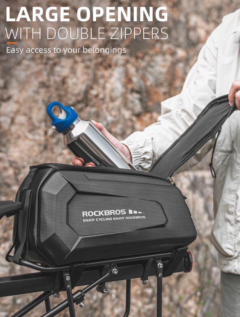 ROCKBROS Bike Rack Bags - 9LHard Shell Bicycle Rear Rack Bag Large Pannier for Bicycle Rear Rack Bags Bike Rear Seat Bag Bike Trunk Bag Ebike Battery Bag Bike Saddle Bag for Rear Rack Bike Accessories