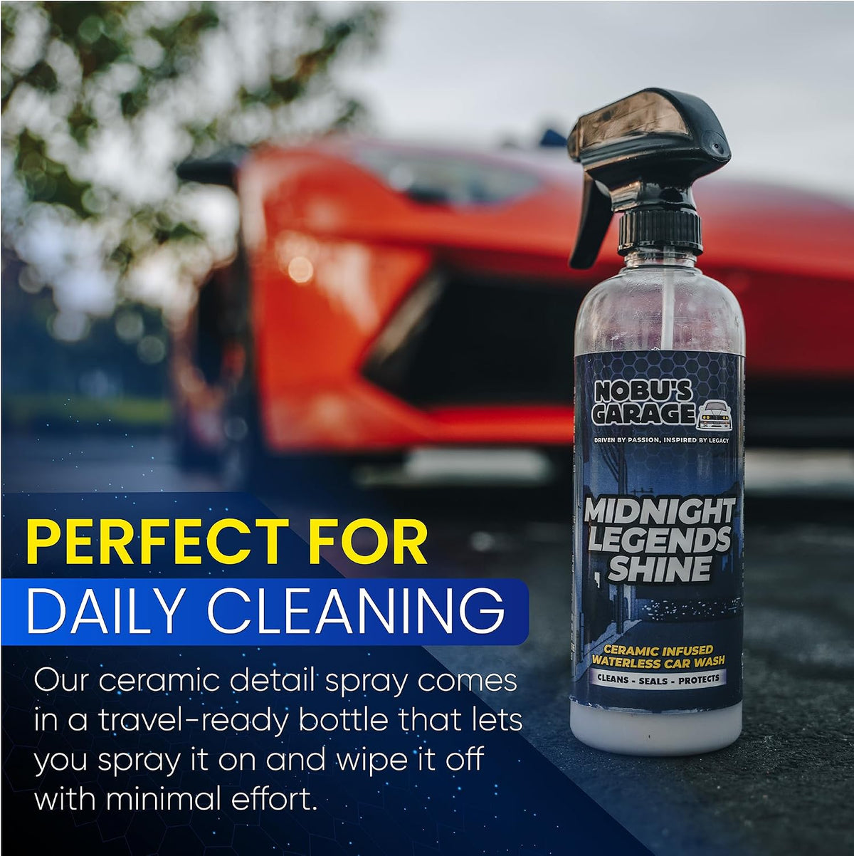 Nobu’s Garage Ceramic Car Detail Spray for Professional Auto Detailing, 16 oz Bottle, Quick Spray-On Detailer and Maintenance Coating, Waterless Wash for Paint, Glass, Chrome, and Plastic (16, Liquid)