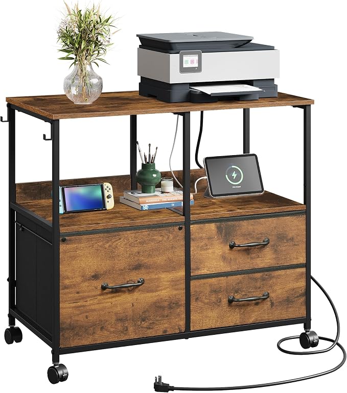 DEVAISE 3 Drawer Mobile File Cabinet, Rolling Printer Stand