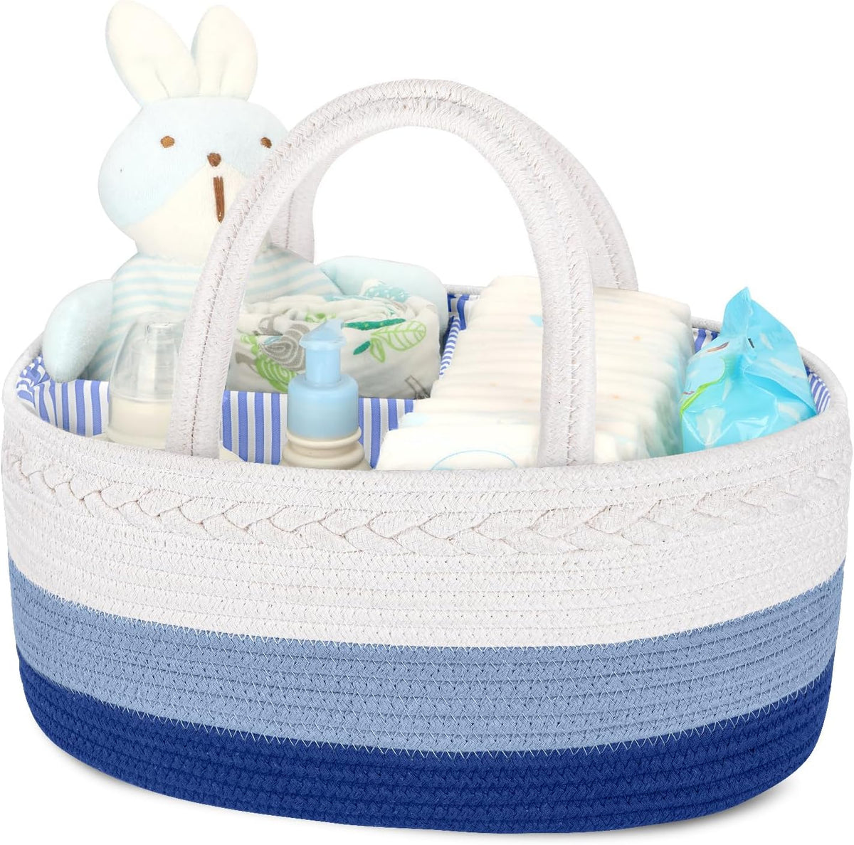Maliton Baby Diaper Caddy Organizer, Cotton Rope Diaper Caddy Basket, Large Storage Basket for Newborn Boys and Girls, Gift for Baby Shower List, Newborn Essentials