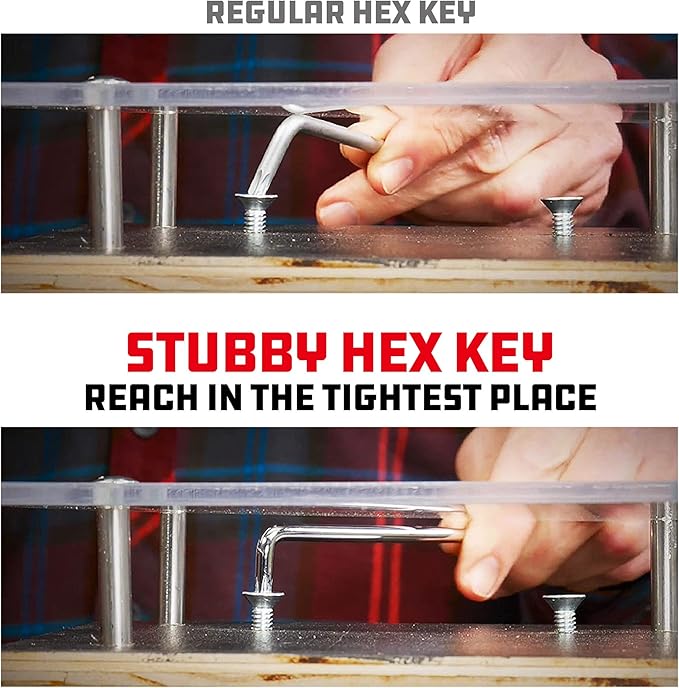 Powerbuilt 9 Piece Star Stubby Long Arm Ball End Hex Key Wrench Set, Allen Hex Key Wrench, Extra Long Arm, Ball End, size T10 to T50-240101