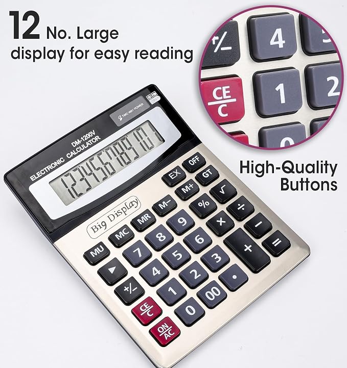 2 Pack Calculator, Calculators Desktop 12 Digit Extra Large LCD Display