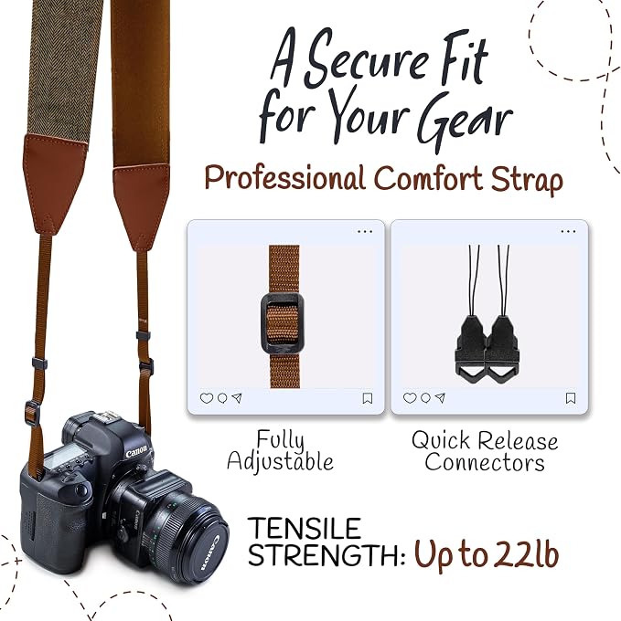 Art Tribute Camera Strap, Vintage Embroidered Neck Shoulder & Crossbody Camera