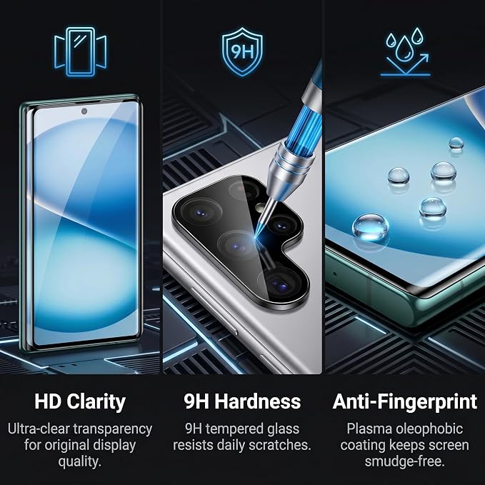 2 Pack Galaxy S22 Ultra Screen Protector, HD Clear Tempered Glass, 2 Pack