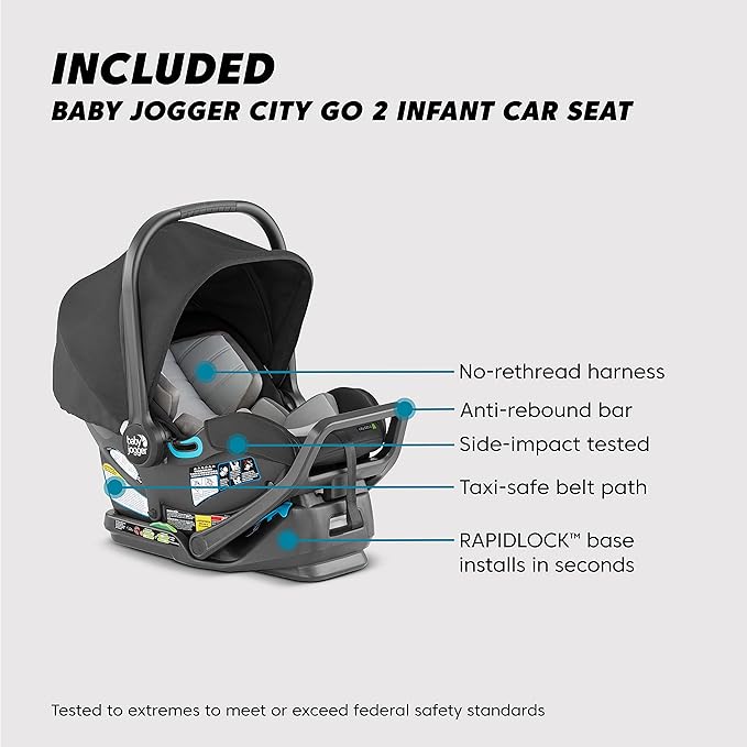 Baby Jogger City Select 2 Single-to-Double Modular Travel System Includes City GO 2 Infant Car Seat Radiant Slate