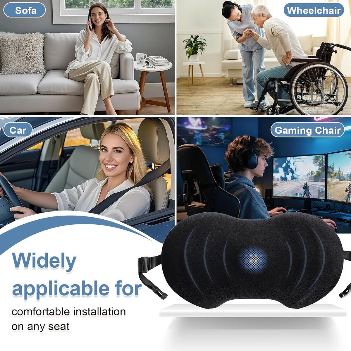 BYMECOST Lumbar Support Pillow for Car, Ergonomic Back Cushion