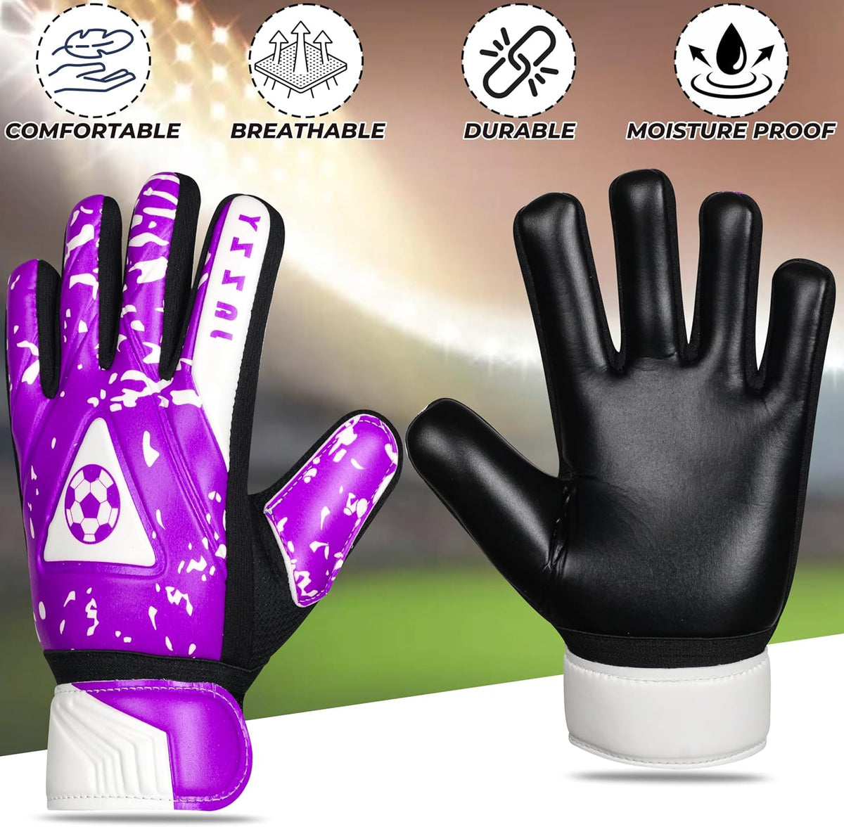 Regine Switzerland Youth Goalie Gloves - Double Wrist Protection & Non-Slip Latex Material