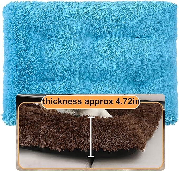 Dog Crate Mat, Dog Bed for Large Dogs, Comfy Fluffy Kennel Pad Anti-Slip for Dog beds & Furniture, Quilted Dog Bed for Pets for Medium/Small Dogs Cats (Color : Blue, Size : 16.9x11)