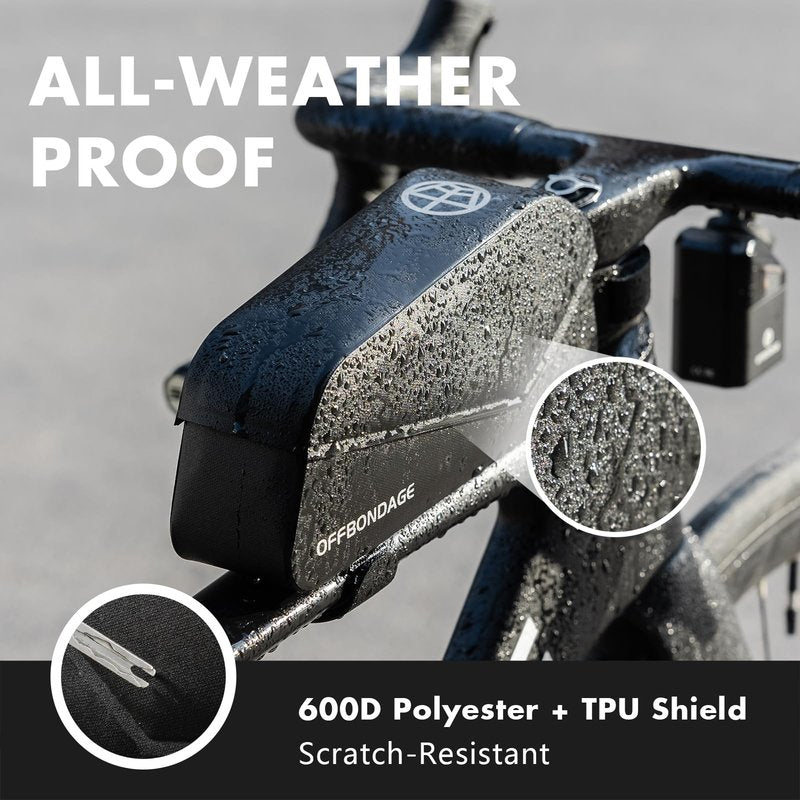 OFFBONDAGE Top Tube Bike Frame Bag Magnetic Switch Waterproof Bikepacking Bicycle Storage Bag for Gravel Road Bike (Black)