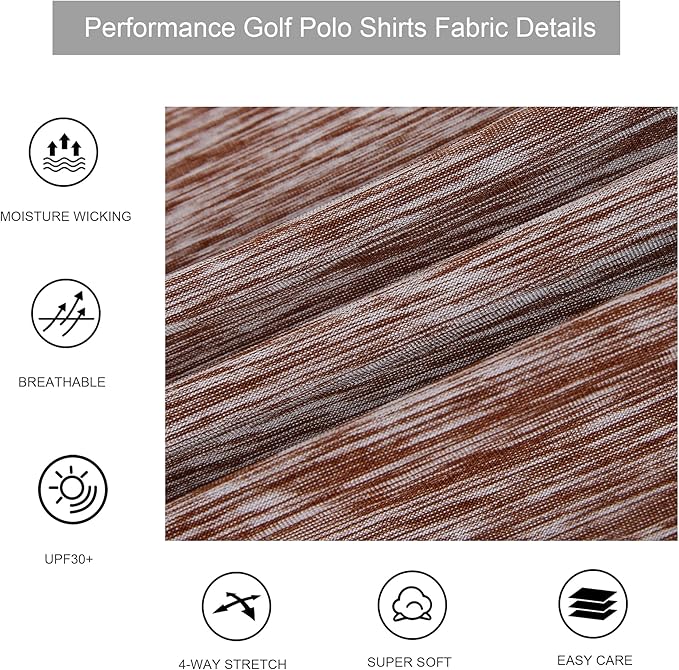 Alex Vando Mens Golf Shirt Moisture Wicking Quick-Dry Short Sleeve Casual Polo Shirts for Men