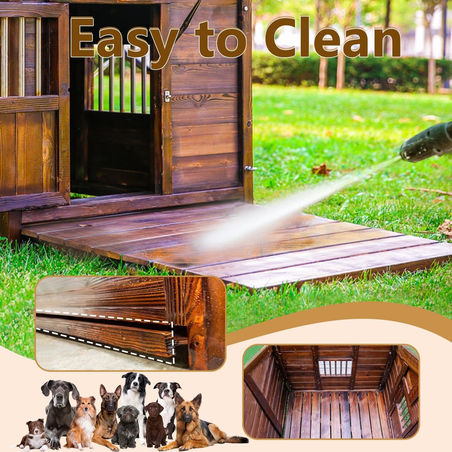 Waterproof Dog Houses for Large Dogs Outside with Door and Window, Luxury Dog House Outdoor, Sturdy Pet House for All Seasons and All Weather, 5XL