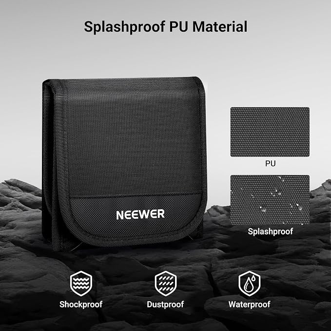 NEEWER 82mm Filter Case, Trifold Foldable Splash Resistant Protective Carry