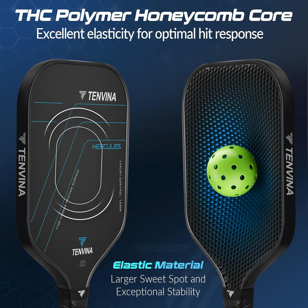 TENVINA Pickleball Paddle - Multi-Layer T700SC Carbon Fiber | USAPA Approved, Strong Spin & Power
