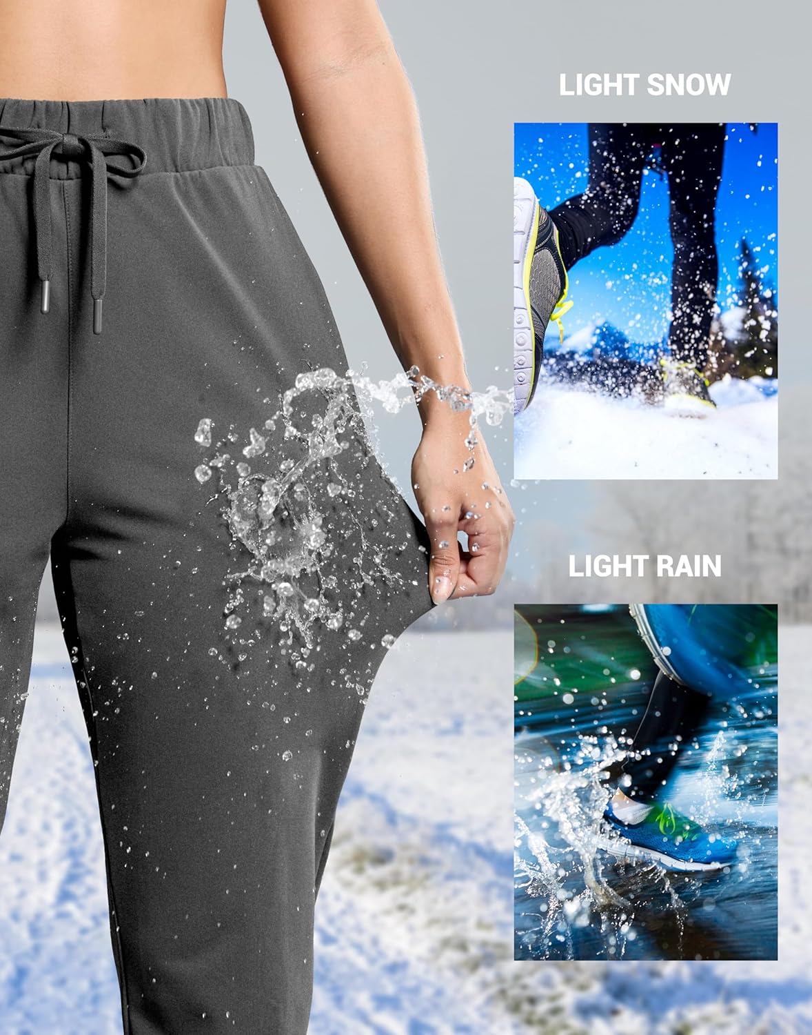 SANTINY Women's Thermal Joggers - Fleece Lined, Waterproof with Pockets for Skiing & Hiking