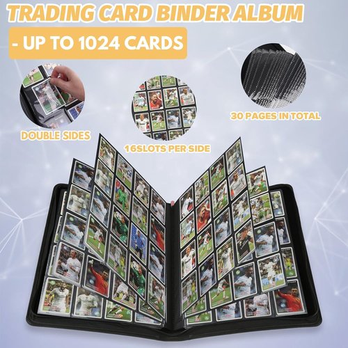 GERMUN Trading Card Binder - 16 Pocket Premium Card Holder for 1000+ Cards | Double-Sided Album (Pink)