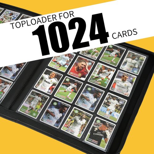 GERMUN Trading Card Binder - 16 Pocket Premium Card Holder for 1000+ Cards | Double-Sided Album (Blue)