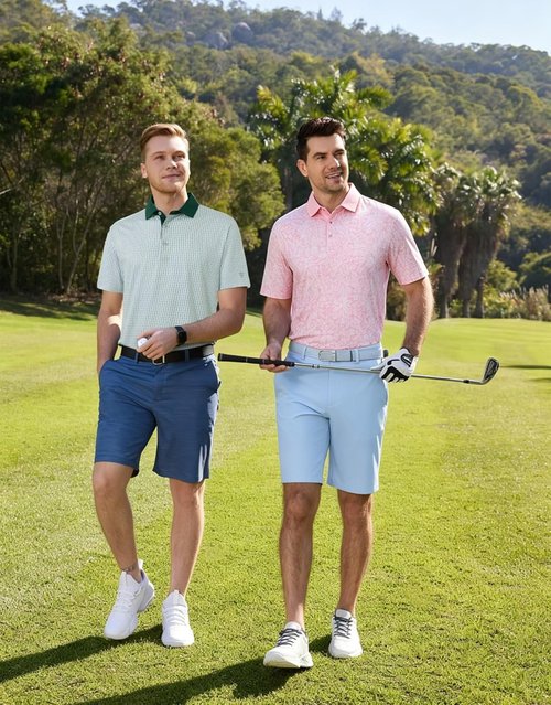 M MAELREG Golf Shirts for Men - Lightweight Moisture-Wicking Polo with Stylish Print Patterns | Short Sleeve