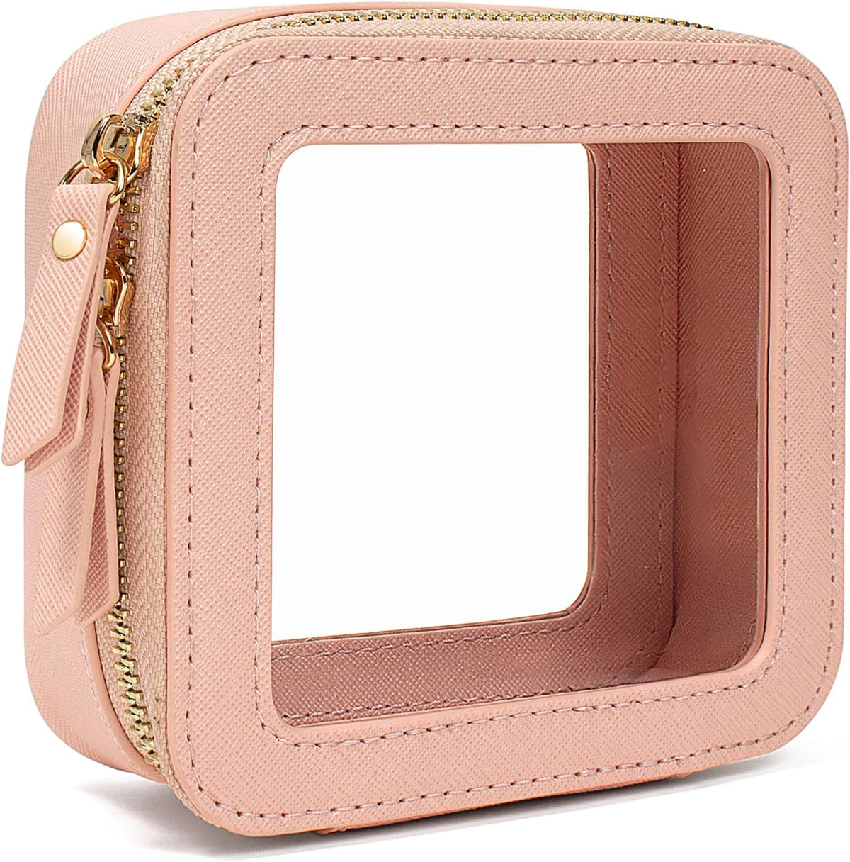 Small Clear Makeup Bag for Purse,Cute Travel Cosmetic Case Bag(Mini Pink)