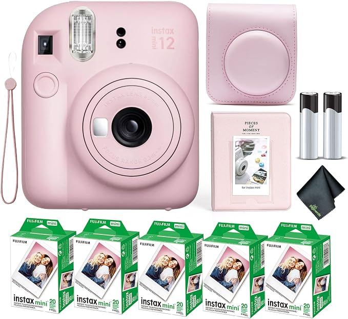 Fujifilm Instax Mini 12 Instant Camera Blossom Pink Bundle