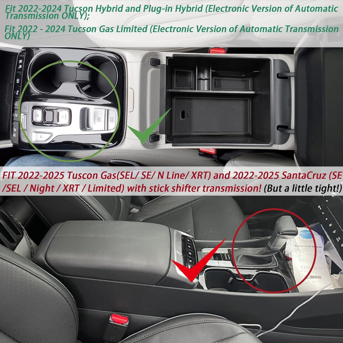 Center Console Organizer for 2022-2024 Hyundai Tucson& Santa Cruz 2022-2026