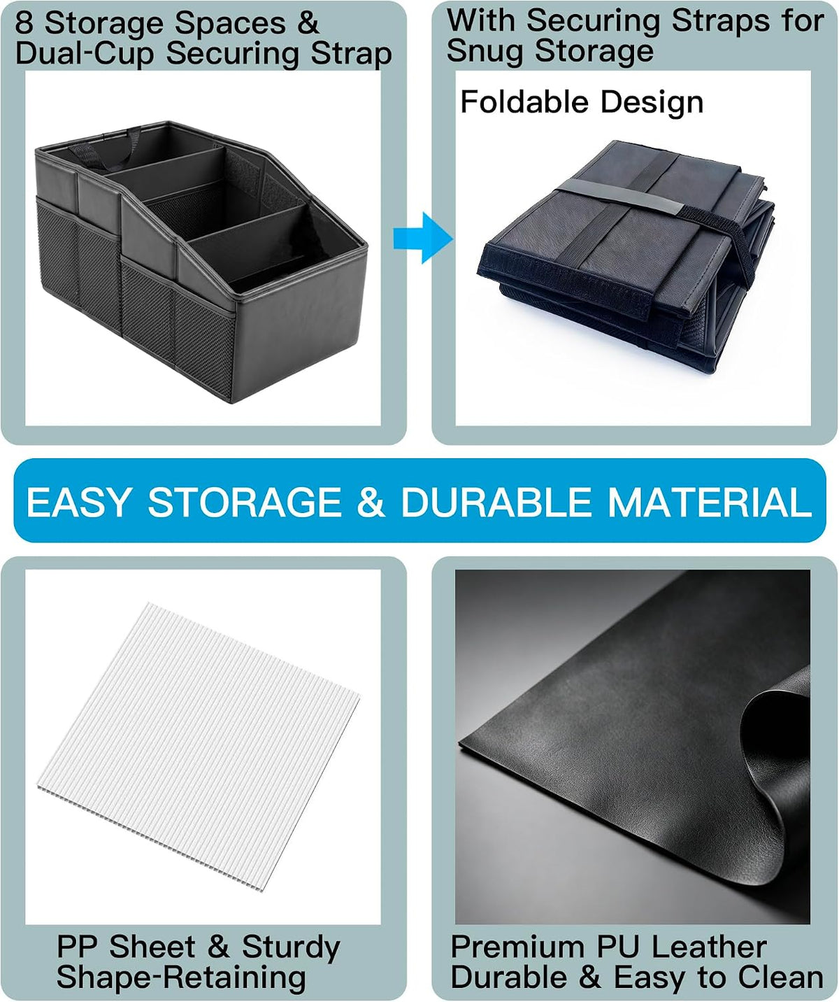 Car Storage Organizer, Black Reinforced Dividable Car Backseat Organizer