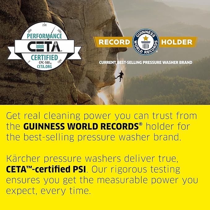 Kärcher Pressure Washer K1900PS, CETA Certified, 3 Spray Nozzles, Detergent Tank, for Cars, Driveways, Siding, Patios, 1.2 GPM