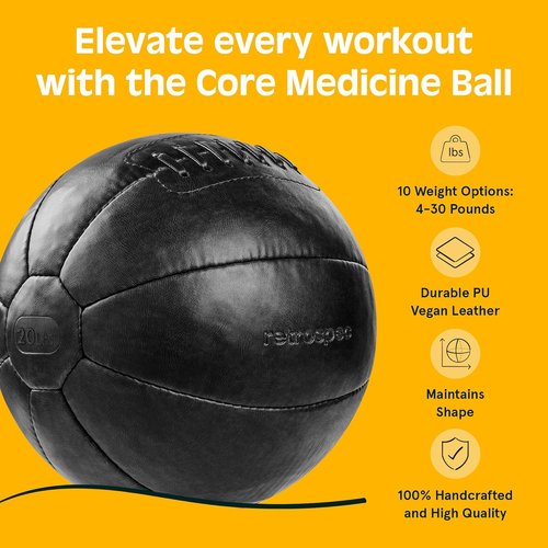 Core Weighted Medicine Ball - Soft Touch Vegan Leather | 4-30 lbs for Strength Training & Balance Workouts