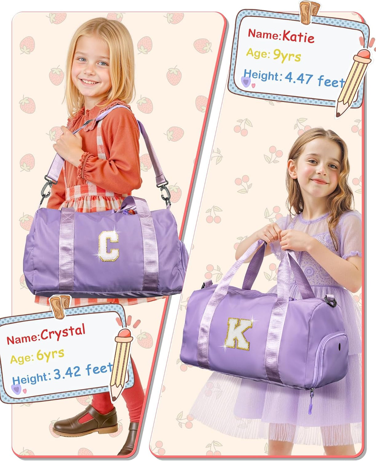 Skiennix Girl Gym Bag - Personalized Weekender Tote with Shoe Compartment & Makeup Pouch | Ideal Birthday Gift for 4-Year-Olds (Letter R)