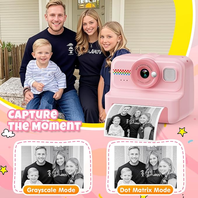 HiMont Kids Camera Instant Print, 1080P HD Instant Print Camera